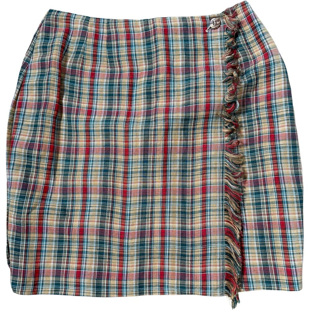 Vintage Daniel Hetcher Mini Skirt Plaid Preppy Academia Wrap Skirt S